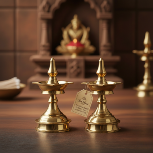 brass deepam Traditional Brass Vilakku (Medium Size)