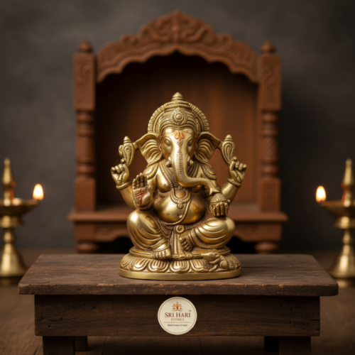 gnesh Brass Lord Ganesha Idol (6 Inch)