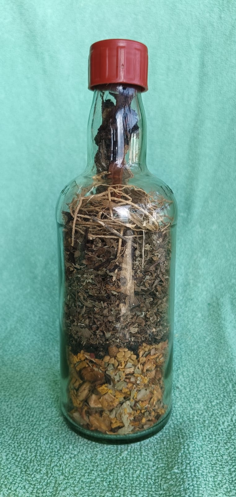 DIY Ayurvedic herbal mix bottle